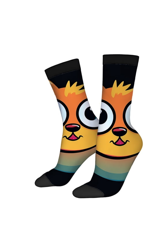 Vibrant Four Seasons Universal Socks (2 Pairs) - Playful Fox Design with Expressive Eye Colorful Gradient Pattern Unisex Trendy Mixed Color Socks