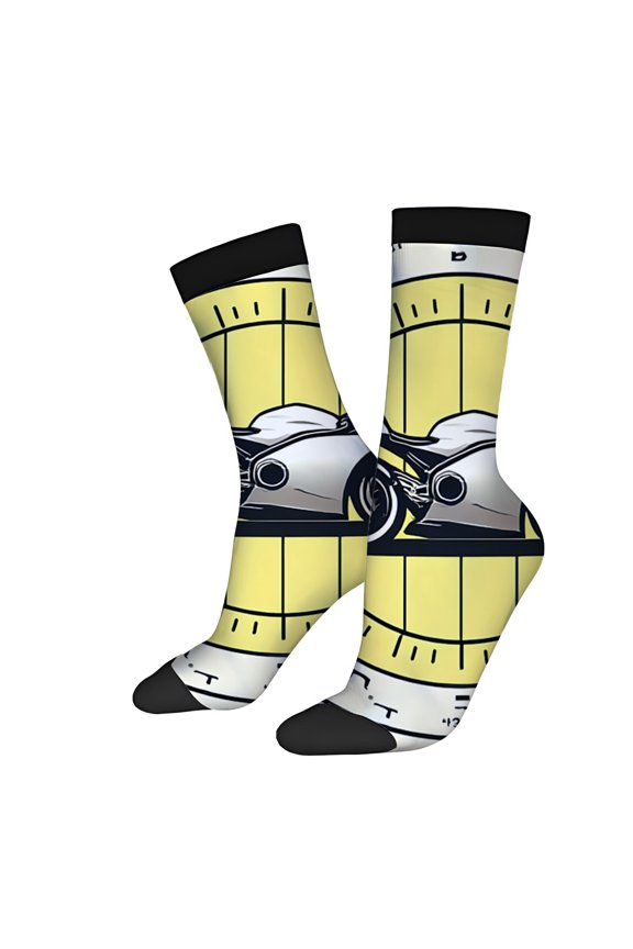 Vibrant Four Seasons Universal Socks (2 Pairs) - Unisex Trendy Mixed Color Socks with Bold Circular Patterns & Camera Lens Design