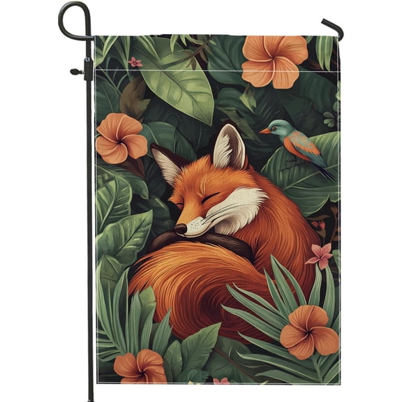 Vibrant Fox Garden Flag Double Sided Burlap Woodland Animal Outdoor Lawn Decoration 12x18 Inch