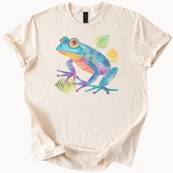 Vibrant Frog T-Shirt Colorful Amphibian Tee Nature Graphic Top