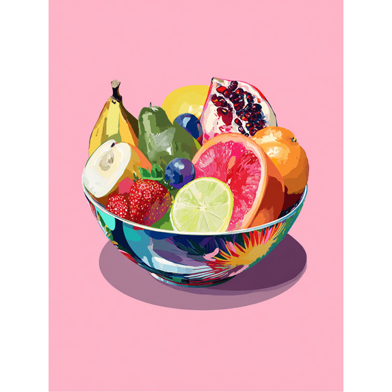 Vibrant Fruit Bowl Canvas Print, Perfect for Living Room, Kitchen, Dining Room, Bedroom, Office Decor