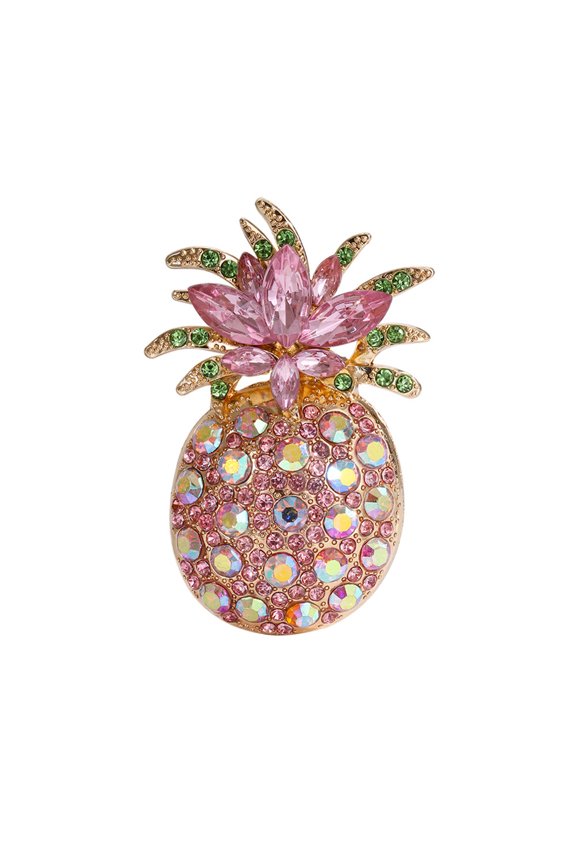 Vibrant Fruit Inspired Pineapple Brooch Featuring Sparkling Rhinestones For Women Daily Wear And Gift