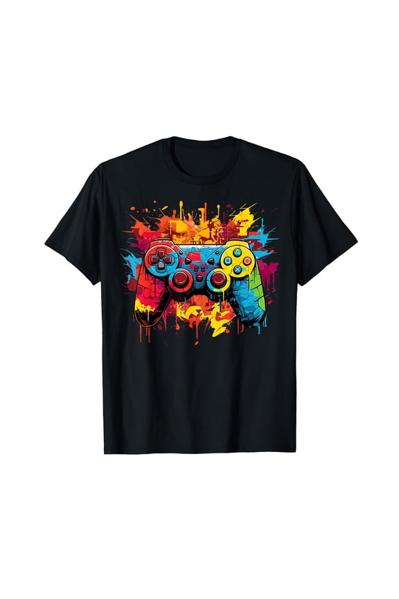 Vibrant Gamer Graphic T-Shirt with Colorful Video Game Controller Design for Gaming Enthusiasts
