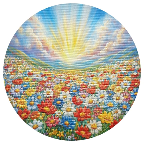Vibrant Garden 15.4in Diameter PVC Plate Mat, Heat-Resistant and Cuttable, Kitchen Decor