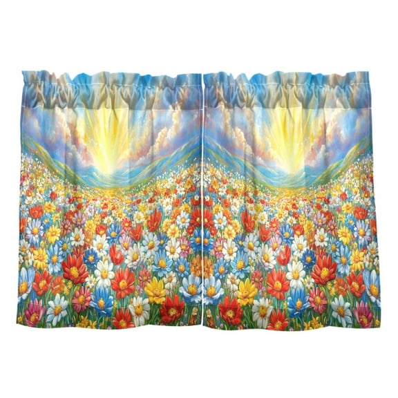 Vibrant Garden Kitchen Curtains Tier Set 27x24 Inch 2 Panels Semi Sheer Light Filtering Privacy UV Protection