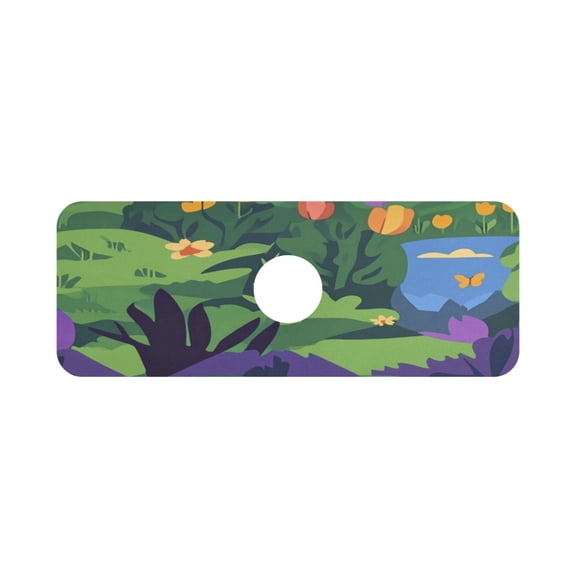 Vibrant Garden Scene Single Compact Faucet Drying Pad 14.7x5.4in Absorbent Mat for Small Sinks, Vanity Countertops