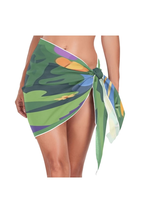 Vibrant Garden Scene Triangle Beach Wrap Women's Swimwear Cover Up Sun Protection Quick Dry Summer Fashion Versatile Use