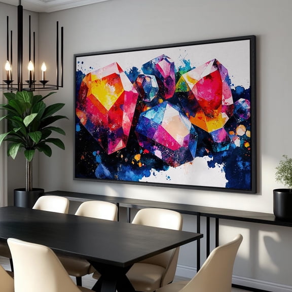 Vibrant Gemstones Abstract Wall Art Gems Poster Colorful Wall Decor Effect Artwork Ready To Hang Idea, Unframed Canvas Size 8x12
