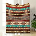 thumbnail image 1 of Vibrant Geometric Bohemian Flannel Throw Blanket - Warm, Artistic Home Decor with Aztec-Inspired Patterns, Machine Washable Polyester, 1 of 6