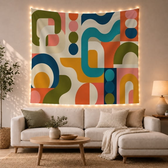 Mid-Century Geometric Abstract Tapestry Wall Hanging