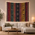 thumbnail image 1 of Vibrant Geometric Stripes on Aged Paper Texture, Energetic Boho for Global Inspired Decor Enthusiasts, Intricate Medallion Art, Housewarming Gift Tapestry Wall Hanging for Living Room and Bedroom, 1 of 7