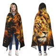 thumbnail image 1 of Vibrant Golden Lion Wearable Blanket Hoodies for Women Men Adults Soft Warm Paint Splatter Cool Lions Hooded Blankets for Sofa Bed Decor 50x60 Inch, 1 of 5