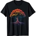 thumbnail image 1 of Vibrant Gradient Tree Design Black T-Shirt Symbol of Growth & Interconnectedness, 1 of 5
