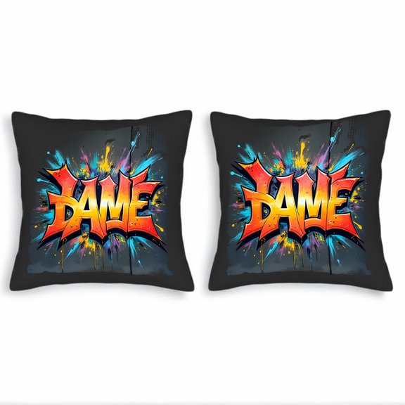 Vibrant Graffiti - Style Throw Pillow Covers 18x18in Set of 2 - Colorful Urban Art Design for Couch Bed Car