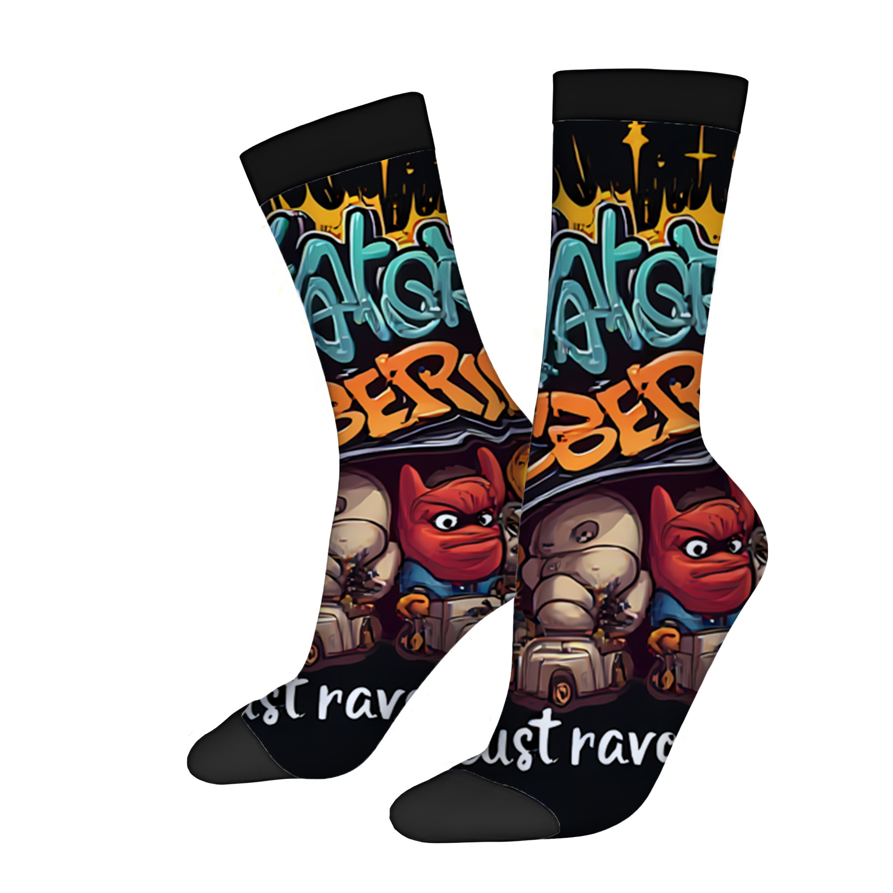 Vibrant Graffiti - Style Unisex Socks (2 Pairs) - Colorful Mixed Design ...