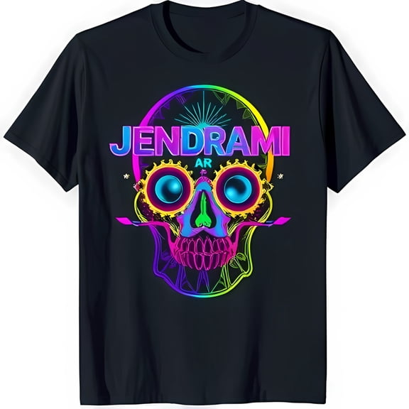 Vibrant Graphic Black T-Shirt with Colorful & Glasses