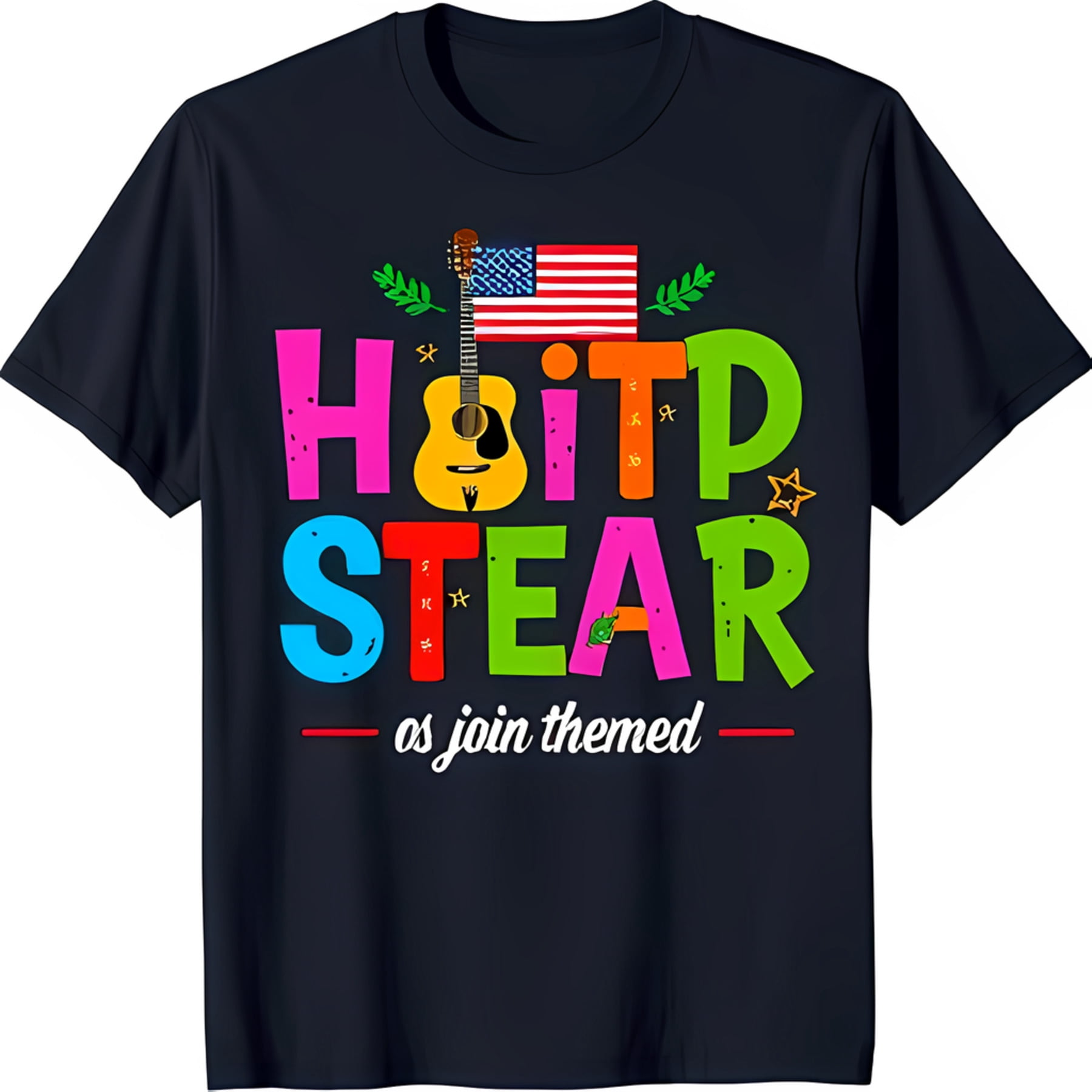 Vibrant Graphic Black T-Shirt with and Colorful 'Hoitp Stear' Design ...