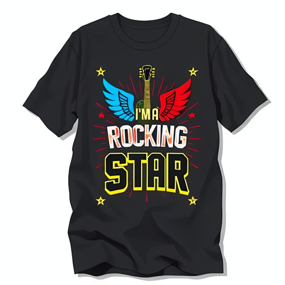 Vibrant Graphic T-Shirt 'I'm a Rocking Star' Black Rock & Roll Tee