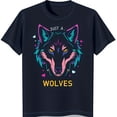 thumbnail image 1 of Vibrant Graphic T-Shirt Pink Blue & Design on Black, 1 of 5