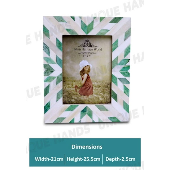 Vibrant Green Arrow Designed Mango Wood Carved Photo Frame Antique Home Decorative Ready Made Frames Perfect Gift for Home & Dcor