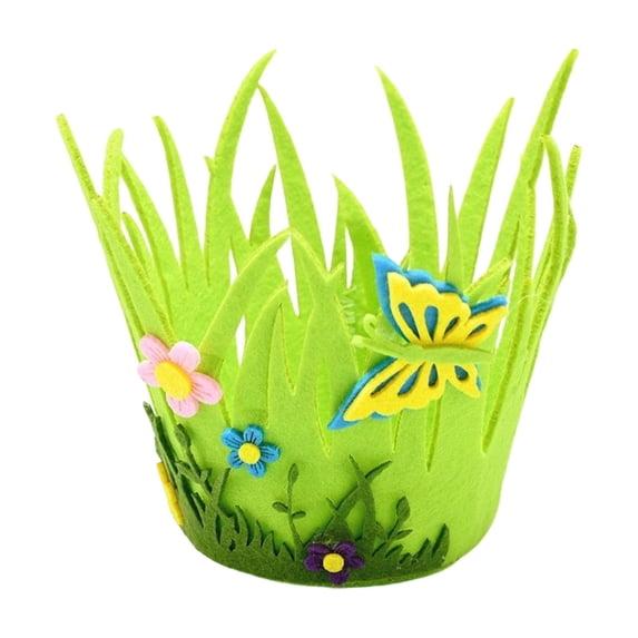 Vibrant Green Easter Basket for Kids - Durable Eco-Friendly Egg Holder with Playful Leaf Design, Perfect Spring Decor & Table Centerpiece