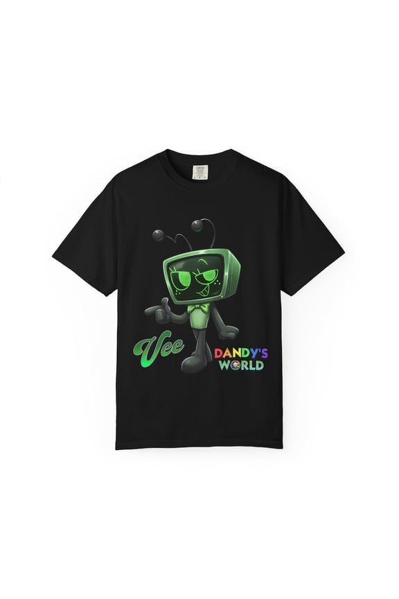 Vibrant Green TV Head Robot Graphic T-Shirt Retro Dandy’s Cartoon Style Sci-Fi Design Word Adult Unisex Cotton Tee, Size S-5XL