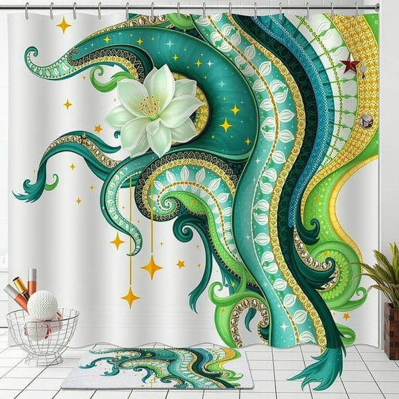 Vibrant Green & Teal Shower Curtain