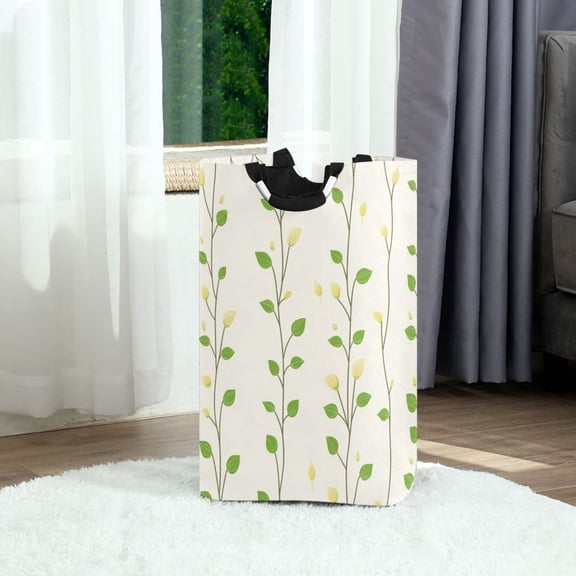 Vibrant Green Vines Foldable Laundry Hamper 12.6x11x22.7in with Handles for Bathroom Bedroom Storage