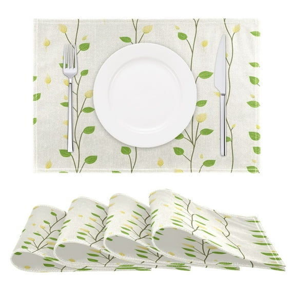 Vibrant Green Vines Reversible Placemat Non Slip Coffee Mat 18x12 Inch for Dining, Kitchen, Coffee