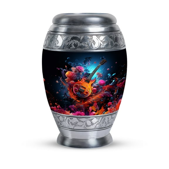 Vibrant Guitar Eruption Funeral Urn Ashes - Urns For Ashes Adult Female - Cremation Urn For Female & Male - Urn For Human Ashes - Human Urns For Ashes Adult Urns (10inch)