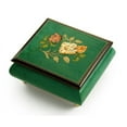 thumbnail image 1 of Vibrant Handcrafted Forest Green Floral Wood Inlay Musical Jewelry Box - I'd Like to Teach the World to Sing, 1 of 2