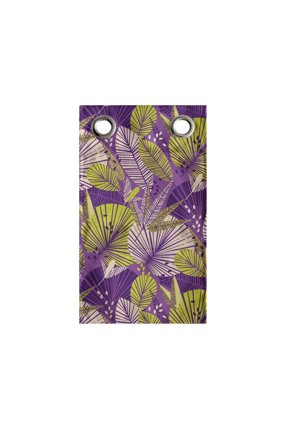 Vibrant Hanging Pocket Organizer, Continuous Rain Forest Botanical Leaves Illustration, Printed Polyester Storage Bag with Pockets, 9" x 27", Yellow Green Plum