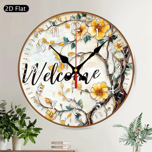 Vibrant Happy Sun Round Wall Clock, Colorful Smiling Face Pop Art Wall Decor, Silent Non-Ticking Clock for Kids Room, Teen, Home