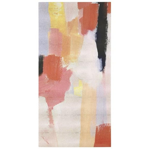 "Vibrant Harmony I" Lively Abstract Rendered on Gold Metallic Shagreen Wrapped Canvas Wall Art, sized 48"x24"