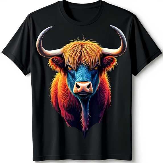 Vibrant Head Graphic Black T-Shirt Fiery Colors & Bold Design
