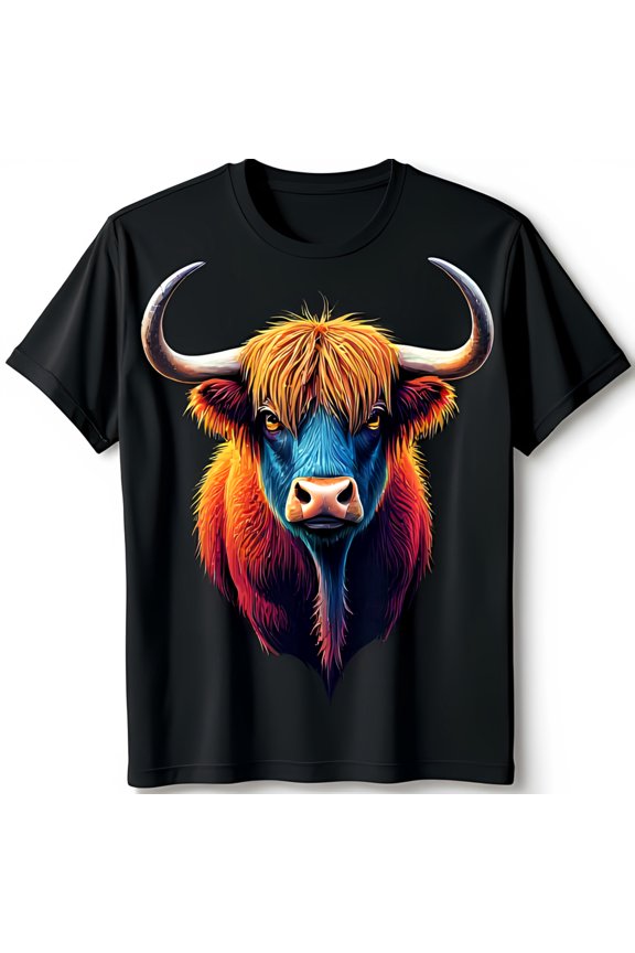 Vibrant Head Graphic Black T-Shirt Fiery Colors & Bold Design