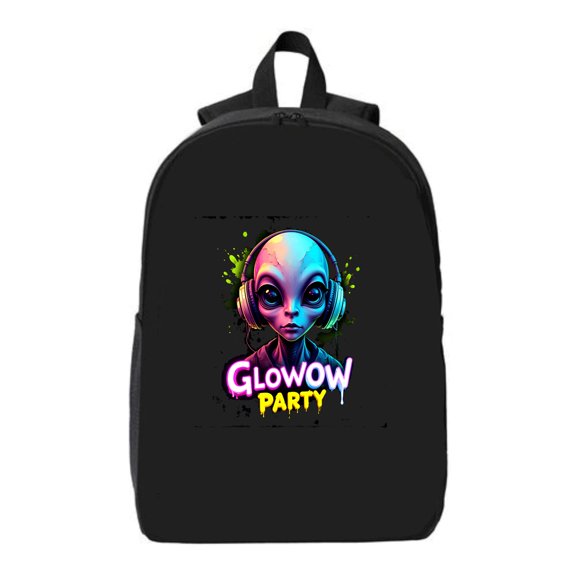 Vibrant Headphones Design Laptop Backpack - Fits 15 " Laptop & iPad Colorful " GLOWOW PARTY " Text Splash of Green Effects