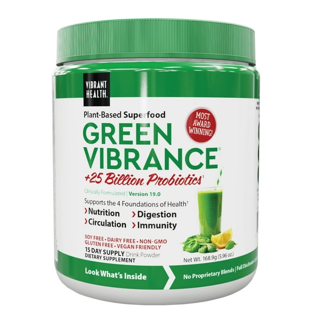 Vibrant Health, Green Vibrance, Vegan Superfood Powder, 15 Servings