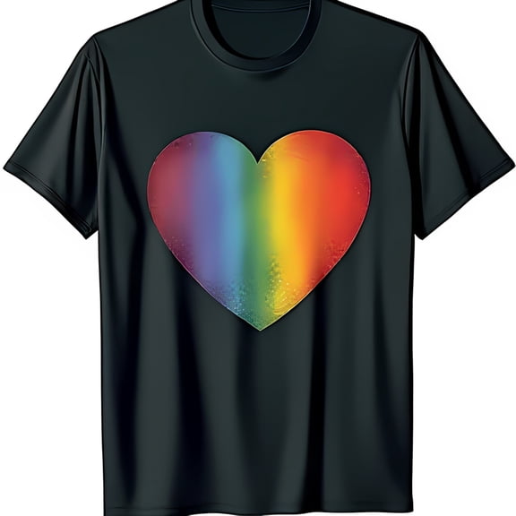 Vibrant Heart Graphic on Black T-Shirt Bold & Stylish Design
