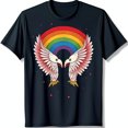 thumbnail image 1 of Vibrant Heart Shaped Bird Graphic on Black T-Shirt Bold & Colorful Design, 1 of 5
