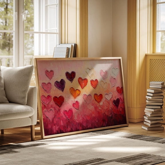 Vibrant Heart Wall Art, Abstract Colorful Hangable Decor For Modern Roman.Tic Interiors UNFRAMED PAPER POSTER