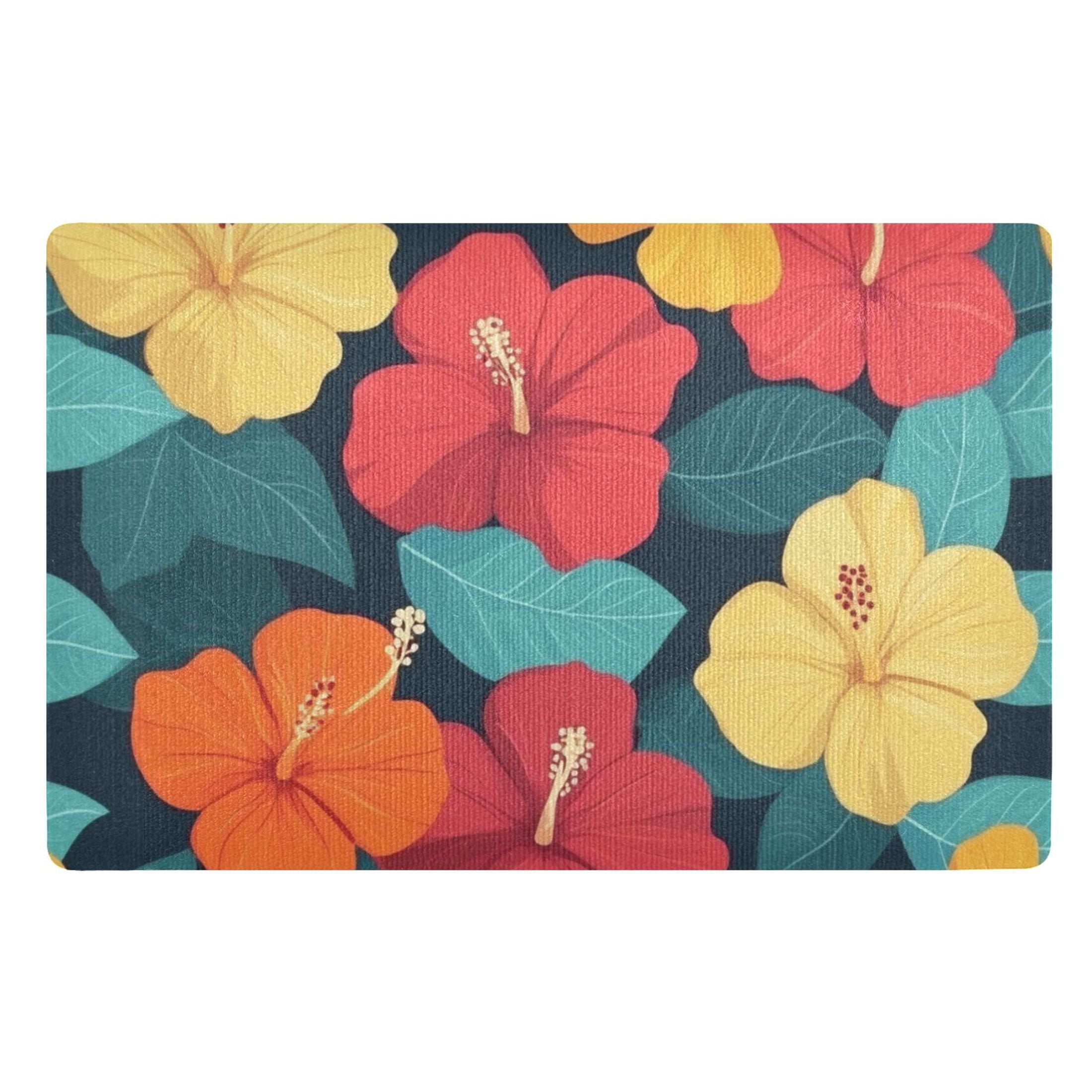 Hand Drawn Hibiscus Print Door Mat main image 0