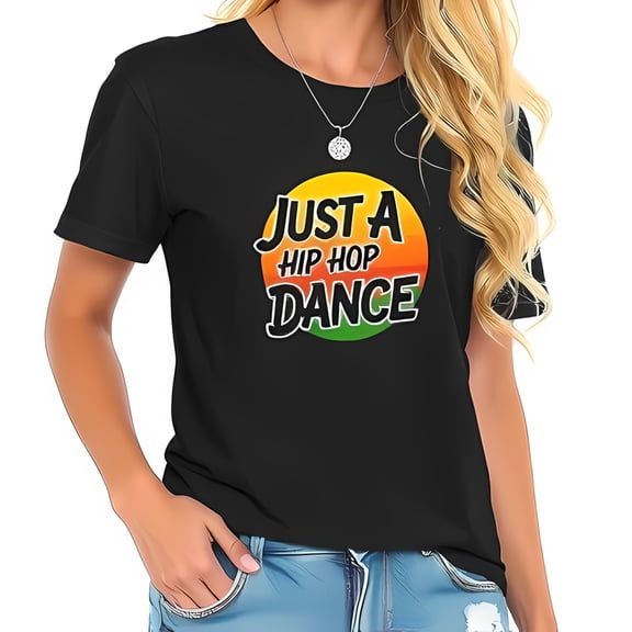 Vibrant Hip Hop Dance Graphic T-Shirt for Women - Sunset Circular Design Soft Cotton Short Sleeve Casual Style