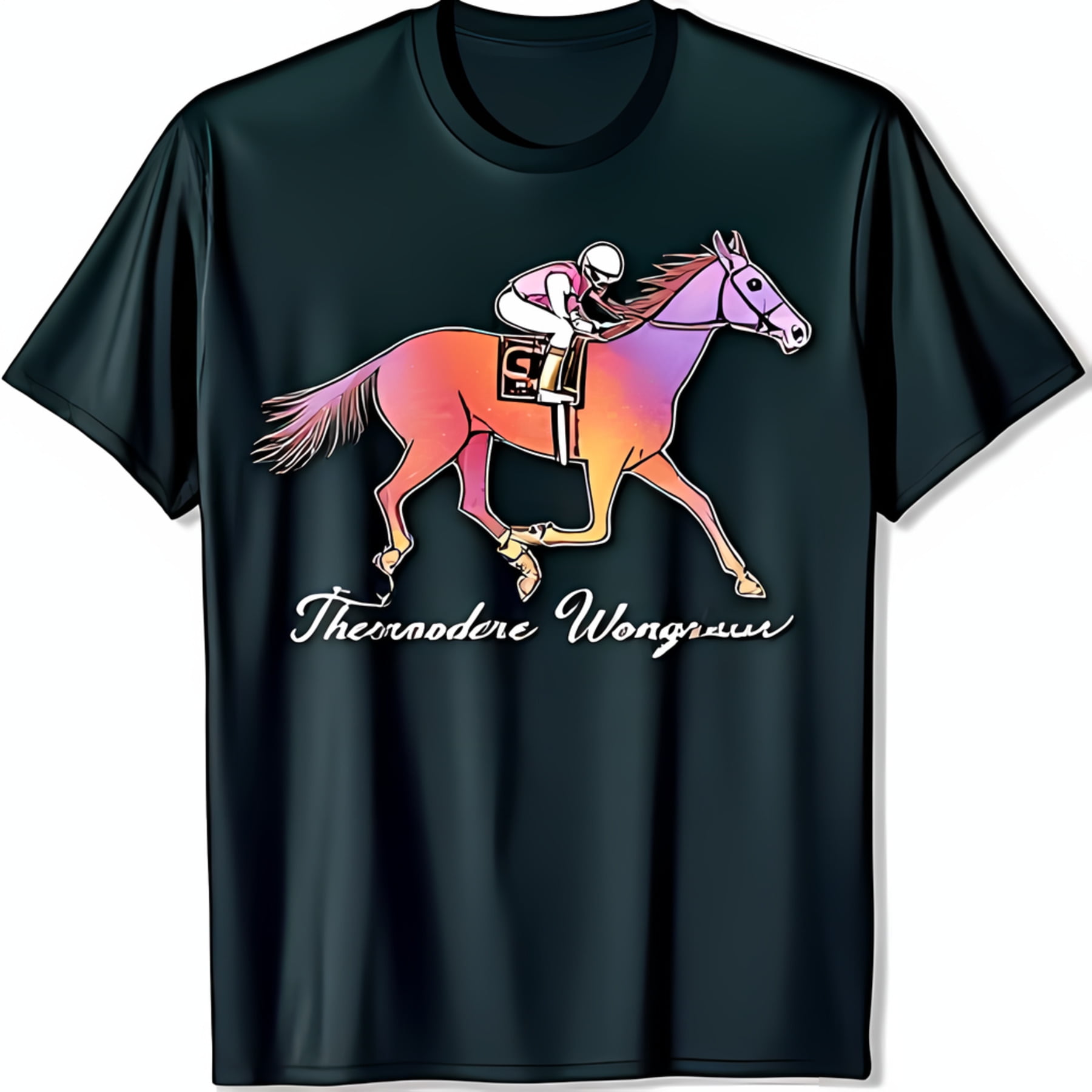Vibrant & Horse Graphic Black TShirt Theodore Wongraus Design