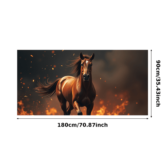 Vibrant Horse Themed Backdrop Banner with Fireworks and Flames Element Party Decorations Photography Props Background for Celebrations Events and Gatherings