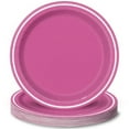 thumbnail image 1 of Vibrant Hot Pink Thin Stripes Dinner Paper Plates (9") - Pack of 8 - Chic and Eco-Friendly Party Essential, 1 of 1