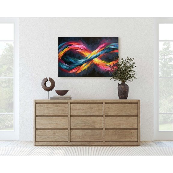 Vibrant Infinity Symbol Impasto Decorative Style Wall Art Unframed Paper Print
