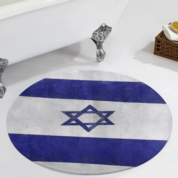 Vibrant Israel Flag Image with Bold Blue Round Carpet Circle Rug Outdoor Patio Area Rug Washable Large Area Rugs Hallway Room Decor Fitness Mats