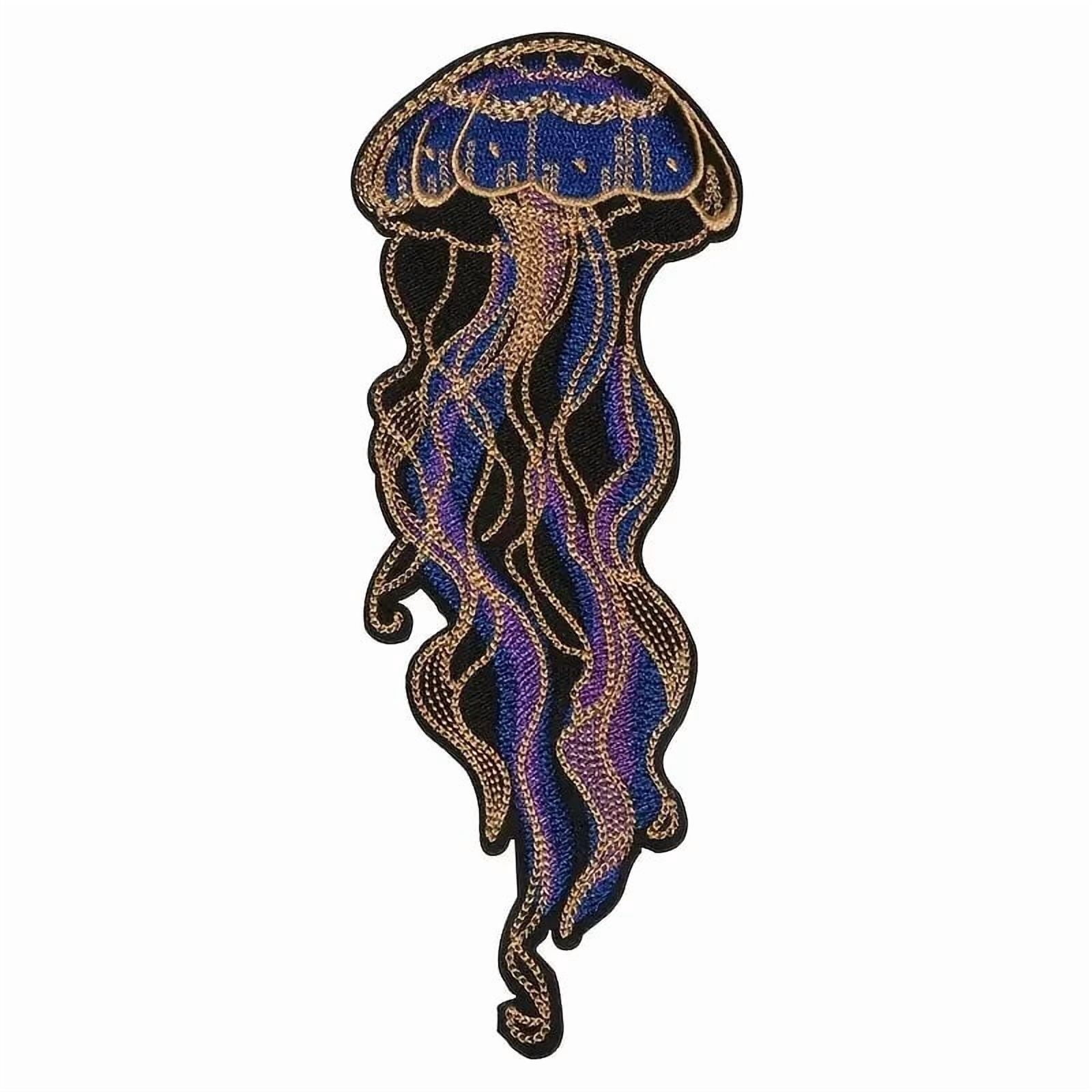 Vibrant Jellyfish Embroidery Patch - Iron-On or Sew-On Colorful Sea Creature Transfer for Backpacks, Jackets, and Jeans