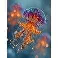 thumbnail image 1 of Vibrant Jellyfish Tempered Glass Canvas Sea Life Nautical Hanging Wall Art Decor, 1 of 8